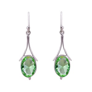 Boucles d'oreilles de style bohème plaqué argent sterling 925 à la mode pierre précieuse améthyste verte pierre naturelle lunette cadeaux d'anniversaire - Product Image 4