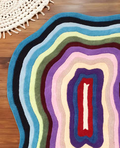 Tapis de style moderne tufté à la main en laine 100% de taille personnalisée conception d'illusion rayée irrégulière pour la maison salon sol de chambre d'enfants - Product Image 3