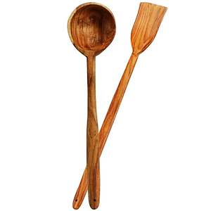 เครื่องครัวไม้ช้อนแกงไม้และตะหลิวด้ามยาวชุดเสิร์ฟสลัดทำจากไม้2ชิ้นเครื่องครัวไม่ซ้ำใคร - Product Image 1