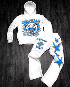 Y2k hommes Streetwear mode survêtement pour hommes poids lourd coton polaire vêtements surdimensionné pantalons de survêtement et sweat à capuche ensemble pour hommes - Product Image 1