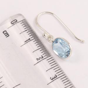 Pendientes de Topacio Azul, Plata de Ley 925, Chapados en Oro, Pendientes Largos Modernos para Mujer, Regalo para Bodas y Fiestas - Product Image 2