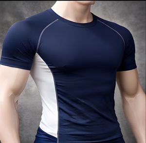 Camiseta de Compresión Premium para Hombre, de Algodón y Elastano, de Alta Elasticidad, Ajuste Muscular, para Gimnasio, Deportes, Entrenamiento, Manga Corta - Product Image 3