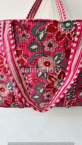 กระเป๋าโท้ทผ้าฝ้ายลายเรนโบว์สีชมพู ขนาดใหญ่ แบบเปิดปิด แฟชั่น ลายเรียบ ทำมือ สำหรับผู้หญิง - Product Image 3