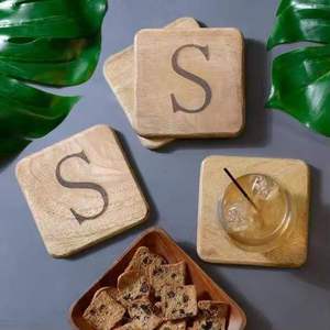 Premium Set of 4 Elegant Round Wood Coasters Handcrafted Modern Design Drink Mats for Home Decoration Durable Drink Stand - Product Image 2