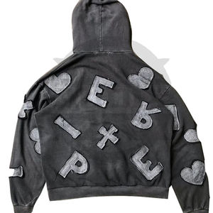 Sudadera con capucha de punto de invierno para hombre de alta calidad con alfabeto bordado desgastado 100% algodón Servicio OEM con serigrafía - Product Image 6