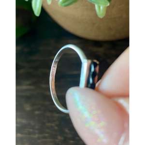 Zuni Made Sterling <b>Silver</b> Bar <b>Ring</b> Size 6.5 with Onyx Gemstone and <b>Emerald</b> Cut Geometric Pattern Men's Fine Fashion Jewelry - Product Image 5