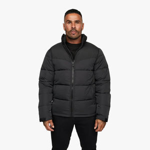 Support de veste universitaire d'hiver formelle enduite imprimée sur mesure, chaud, coupe-vent, fermeture à un bouton, techniques tissées isolées et décontractées - Product Image 1