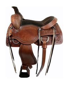 Selle Western en cuir de buffle véritable de qualité supérieure avec fibre et arbre en bois pour les courses de barils de chevaux et l'équitation - Product Image 3
