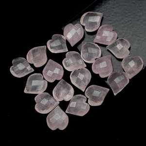 Perles en forme de cœur en quartz rose naturel, quartz rose sculpté à la main, facettes - Product Image 2