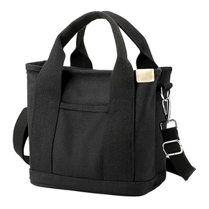 Bolsa de Lona Negra Personalizable, Resistente al Agua, con Asa Suave y Correa para el Hombro, Unisex - Product Image 3