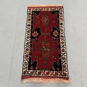 1.7x3.3 ft Rug, Turkish Vintage Rug, <b>Red</b> Polka dot <b>Wool</b> Rug - Product Image 1