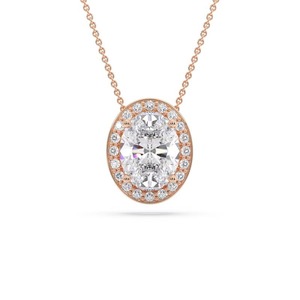 Colgante de Diamante Ovalado de Moda con Halo Simple, Diamante Cultivado en Laboratorio de 0.50 Ct en Platino, Regalo de Aniversario de Bodas - Product Image 3