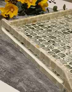 Plateau de service en nacre arabe 2023, plateau de service en coquillage Eid plateau de service décoratif plateau d'incrustation serpillière pour servir les fruits - Product Image 4