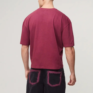 T-shirt Homme Hip Hop Ample et Lourd en Coton 100% de Haute Qualité avec Logo Imprimé Numérique Personnalisé et Épaules Tombantes Couleur Unie - Product Image 3