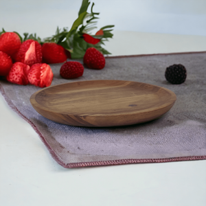 Plateau de service en bois d'acacia brun naturel Fabriqué à la main Assiettes à vaisselle uniques écologiques sans danger pour les aliments pour les fêtes de fin d'année Noël - Product Image 4