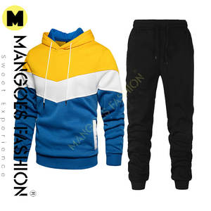 Autumn Winter 2-Piece Men's Clothing Set Breathable Quick Dry 3D Printed Hooded Solid Fleece Tracksuit Plus Size Joggers Logo - Product Image 3