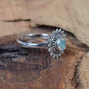 Anillo de ópalo hermoso de Plata de Ley 925, piedra preciosa de ópalo blanco Natural, regalo de boda de aniversario perfecto para sus piedras preciosas sueltas - Product Image 4