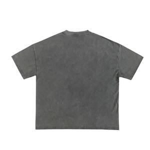 Camisa recortada de ajuste cuadrado con estampado de logotipo personalizado de peso pesado 100% algodón camiseta de gran tamaño lisa en blanco para hombres ropa de calle - Product Image 2