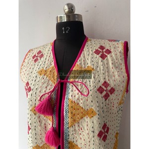 Chaleco Informal de Invierno para Mujer, Abrigo Corto sin Mangas con Bordado Geométrico, Ropa de Calle con Logotipo Frontal para Fiestas de Uso Diario - Product Image 5