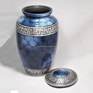 Urna de cremación azul nublado, cenizas humanas, urna funeraria grande para adultos hecha a mano, conmemorativa decorativa, exportador indio, proveedor a granel - Product Image 6