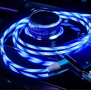 Câble usb lumineux Flow pour Samsung LED Micro USB Type C 8Pin chargeur fil pour téléphone pour Huawei pour Xiaomi