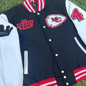 Chaqueta universitaria de lana de talla grande al por mayor de OEM personalizada para invierno 100% chaqueta universitaria de béisbol para hombre a la venta transpirable - Product Image 5