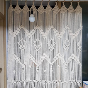Bohemian Macrame Wall <b>Curtain</b> and <b>Door</b> Handmade Cotton Abstract Design for Home Decor Boudoir Decor - Product Image 1