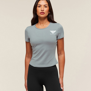T-shirts de sport pour femmes à manches courtes et col rond, coupe confortable, t-shirts de yoga décontractés et extensibles pour l'entraînement - Product Image 2