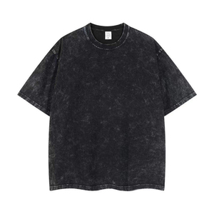 เสื้อยืดสตรีทแวร์คุณภาพสูงแบบขายส่ง ล้างสีแบบแอซิด แห้งเร็ว สไตล์วินเทจ ระบายอากาศได้ดี ผ้าฝ้าย 100% ใส่ได้ทั้งชายและหญิง เป็นมิตรกับสิ่งแวดล้อม - Product Image 1