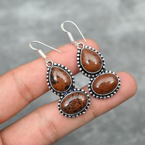 Top Quality 925 Sterling <b>Silver</b> Plated Bohemian Style Fashionable Mahogany Obsidian Gemstone Natural Bezel Anniversary Supply - Product Image 2