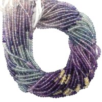 Perles de pierres précieuses en fluorite multicolores facettées de 3-4 mm, forme rondelle, hautement polies, 13 pouces