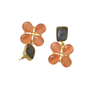 Pendientes de Labradorita con Diseño de Constelaciones Vintage, en Latón con Baño de Oro de 14K - Product Image 4