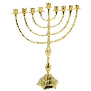 Fantastic 7 Branch <b>Brass</b> Menorah Candle Holder Classic Candelabra For Home Decor And Religious Ceremonies Polished Gold Finish - Product Image 6