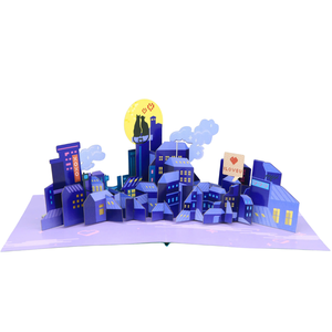 Couple de chat romantique sous la lune carte de voeux Pop Up 3D avec enveloppe thème animal carte de voeux faite à la main pour la Saint-Valentin - Product Image 2