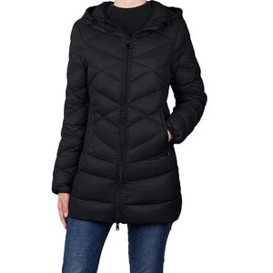 Abrigo largo acolchado de Color negro Palin de alta calidad para mujer, logotipo personalizado, tela transpirable, relleno de algodón, chaqueta Parka ultra cálida - Product Image 3