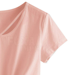 Liso Señoras Custom Printed Blank Cotton Color Crop Top Casual Classic Fit Venta al por mayor Ropa de verano - Product Image 5