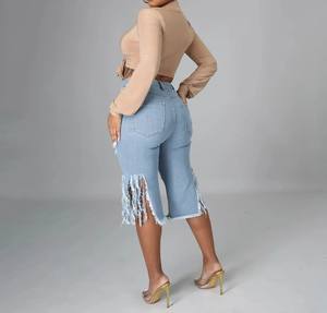 Top Trending Wholesale <b>Jeans</b> Shorts <b>for</b> <b>Women</b> Premium Distressed Washed <b>Women's</b> Shorts Top Quality Custom Denim Shorts - Product Image 6