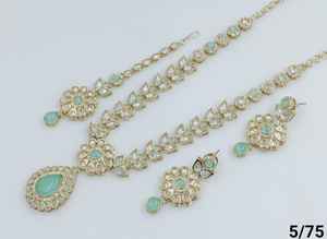 <b>Indian</b> Jewelry Traditional &Fashionable Gold Plated &Long Necklace With Earring and Maagtika Combo Necklace <b>Set</b> for Women - Product Image 5