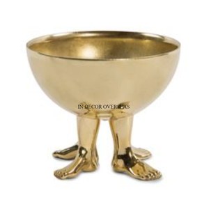 ชามกลมเคลือบทองเกรดสูงทำจากอลูมิเนียมพร้อมขาฐานดีไซน์สวยสุดแฟนซีชามเสิร์ฟและตกแต่ง - Product Image 1