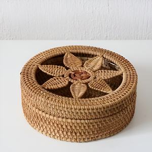 Tailles personnalisées articles ménagers boîte cylindrique décorative tissée à la main boîtes cadeaux rondes en rotin vente en gros - Product Image 3