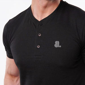 Camiseta Henley de Manga Corta para Hombre al por Mayor, con 2 o 3 Botones, Logotipo Personalizado, Camiseta Henley de Algodón para Hombre - Product Image 5