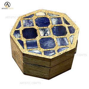 Boîte décorative de luxe écologique faite à la main en os et incrustation de bois conception de fleurs Boîte incrustation artisanale en os et en bois - Product Image 4