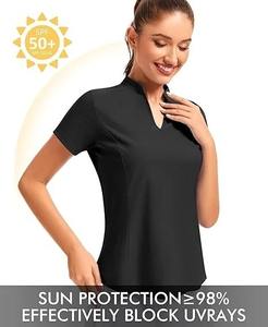 เสื้อโปโลกอล์ฟผู้หญิงเสื้อคอวีแห้งเร็วเสื้อเทนนิสแขนสั้นลำลองกีฬามืออาชีพ RRI-WPS-22 - Product Image 4