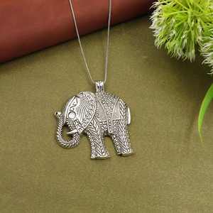 สร้อยคอจี้รูปช้างวินเทจ, จี้รูปสัตว์สีเงินโบราณ, เครื่องประดับสไตล์โบฮีเมียนสำหรับผู้หญิง - Product Image 3