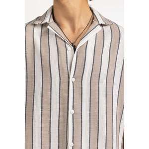 Chemises décontractées pour hommes 100% coton taille XL anti-plis à rayures coupe classique pour le bureau ou la saison estivale - Product Image 1