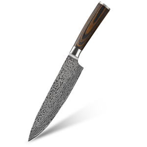 Cuchillo de Chef Japonés de Damasco de Alta Calidad Personalizado PRESTIGE BLADES, Nuevo Modelo 2025, Mango de Madera, Apto para Lavavajillas, para Cocinas - Product Image 3
