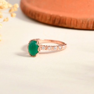 <span class=keywords><strong>2025</strong></span> chất lượng tốt 14k Rose Gold vermeil màu xanh lá cây Onyx 6x8mm Vòng thanh lịch Bridal engagement trang sức cho phụ nữ sang trọng đá quý Vòng - Product Image 4
