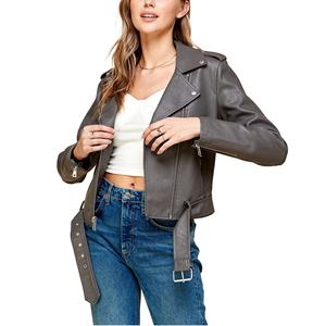 Veste en cuir pour femmes de conception de vente chaude unique Veste en cuir solide pour femmes et filles Vestes de logo de conception OEM - Product Image 1