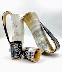 Tasses à corne de qualité authentique Tasses de voyage écologiques Tasses réutilisables 100% naturelles Viking Horn Tasses personnalisées pour bière et vin - Product Image 3