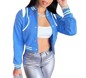 Vestes universitaires courtes de qualité supérieure veste universitaire personnalisée au design élégant vestes Letterman décontractées pour femmes - Product Image 1